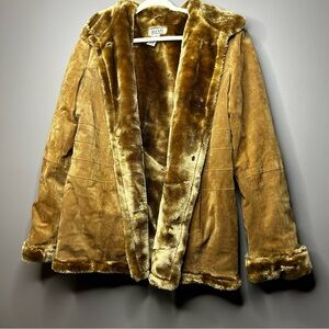Alfani outerwear women’s size xl genuine leather faux fur jacket vintage